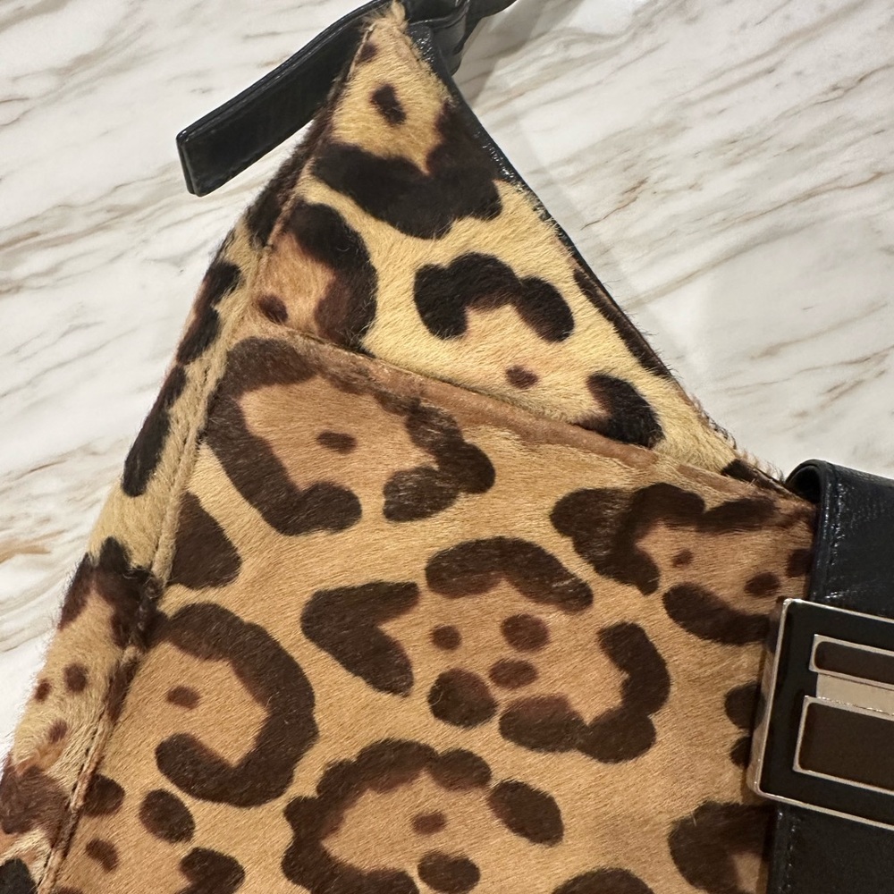 Vintage Fendi Baguette Leopard Print Pony hair Hobo Shoulder Bag - Picture 7 of 14